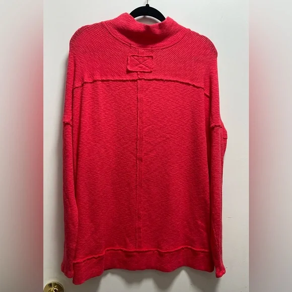 Free People We The Free Knit Casey Mock Neck Sweater Tunic Top Sz S Boho Spring - Picture 7 of 7